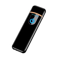 USB Charge Electronic Lighter Windproof Thin Male Personality Women Electric Heating Cigarette Lighter Gift Box packag Lighter (Black)