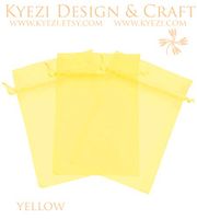150 Pcs Yellow 4x6 Sheer Drawstring Organza Bags Jewelry Pouches Wedding Party Favor Gift Bags Gift Bags Candy Bags [Kyezi Design and Craft]