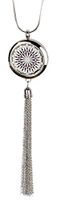 Dreamcatcher Essential Oil & Aromatherapy Long Diffuser Necklace with Dazzling Crystal Beaded Stainless Steel Chain, Feather & Amethyst Bead Charms | Use With Young Living (Tassel Snake Chain)