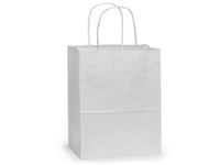 White Kraft Shopping Bags - Medium White Kraft Paper Bags Mini Pk 13x6x15-1/2" (4 Packs; 25 Bags Per Pack) - WRAPS-MP2WH