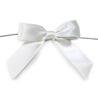 Pre-Tied Satin Bows, 7/8-Inch, 12-Piece (White)
