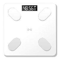 Digital Body Fat Electronic Scale Measuring Weight USB Rechargeable Smart Scales 59 Item Data Bt Connection Voice Broadcast,White