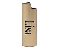 Laser Engraved Your Custom and Personalized Metal Lighter Case Fits with Bic Standard Size Lighter in Champagne Gold