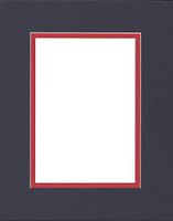 Pack of (2) 16x20 Double Acid Free White Core Picture Mats Cut for 11x14 Pictures in Navy Blue and Real Red