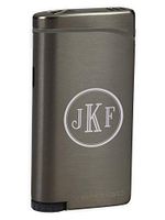 Personalized Vertigo Concorde Gunmetal Double Torch Flame Cigar Lighter with Free Laser Engraving ([A] Roman Monogram)