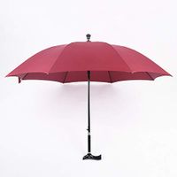Huapa 2 in 1 Crutches Umbrella Straight Crutch 8 Bone Walking Stick Umbrella Waterproof/Windproof(Red)