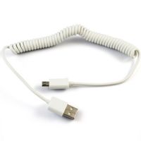 WHITE Coiled Micro USB 2.0 Data Sync Cable Charging Power Wire for Cricket HTC Desire 510 - Cricket HTC One SV - Cricket HTC One V - Cricket Huawei Mercury - Cricket Kyocera Hydro Plus - Cricket LG Optimus L70
