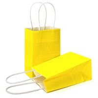 AZOWA Gift Bags Mini Kraft Paper Bags with Handles(Yellow, 25 Pcs)