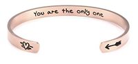 fishhook Personalized Engraved Inspirational Motivational Mantra Quote Arrow Heart Stainless Steel Cuff Bangle Bracelet for Women Girls (Rose Gold, You are The only one)