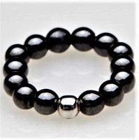 Stretch Black Magnetrim Pinky/Toe Ring with Silver Ball (S)