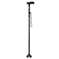 Elderly and Disabled Crutches- Thickened Aluminum Alloy Folding Cane 4 Section Telescopic Adjustable Height Walking Stick Anti-Slip Elderly Four-Legged Cane (Color : Black, Size : 96cm x 10cm)
