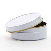 24ea - 2 Oz White Shallow Round Stackable Tin Can-Pk | Diameter - 2 1/2"