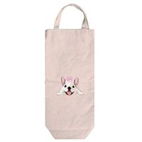 Bulldog In Crown Cotton Canvas Wine Bag Tote With Handles Wine Bag Natural
