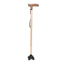 Freedom Aluminum Alloy Crutches, Elderly Four Pointed Cane/Can be Stretched/Non-Slip/LED Spotlight Illumination for 108 Hours,Coffeecolor