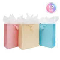 Pastel Color Gift Bags with Tissue Paper 12 Pcs Assorted Premium Large Size Recyclable Party Favor Bags Bulk All Occasion, Easter, Birthday, Wedding, Retail,12.6 x 10.2 x 4.7inch by BllalaLab