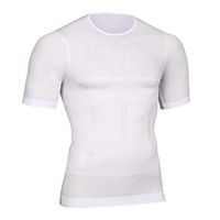 Mens Posture Corrector Tshirt Chest Shaper Waist Belly Reducer Slimming Stomach Abdomen Tights for,White,M