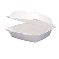 DCC85HT1 - Dart 85HT1 White Foam Hinged Carry Out Containers, 8 5/8quot; x 7 15/16quot; x 3 1/4quot;