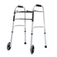 Folding Walker Front Wheeled Support, Bariatric Walking Frame for Seniors Wide, Adult Elderly Walkers for Indoor Outdoor Adjustable Lightweight Portable, Mobility Aid for Handicap