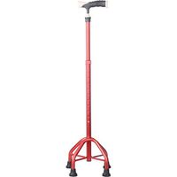 Adjustable Walking Stick Small 4 Leg Base Cane 10 Gear Adjustable Height 77-99Cm ABS Handle Aluminum Alloy Pole For Men And Elderly,Red