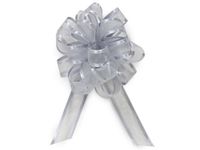 Pack of 12, Solid Silver Sheer w/Satin Edge 4" - 18 Loops- Organza Pull Bow Great For Christmas, Valentine'S Day, & Weddings