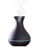 Gold Armour Essential Oil Diffuser, 400ml Wood Grain Aromatherapy Diffuser Ultrasonic Cool Mist Humidifier with Color LED Lights Changing and Auto Shut-Off for Bedroom Office Home (Dark)