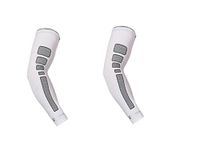 Arm Sleeve - Sports Compression Sleeves for Baseball, Basketball, Football, Cycling, Golf - Elbow Brace for Arthritis, Lymphedema - UV Protection, Tattoo Cover (1 Pair) (White, L 11.8-14.2")