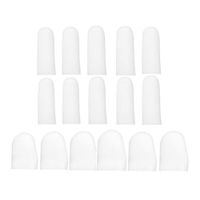LIOOBO 16pcs Gel Finger Sleeves Finger Support Silicones Finger Protectors Waterproof Finger Cots for Arthritis Psoriasis (White)