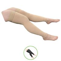 HealthyNees Thigh Length 20-30 mmHg Compression Swelling Wide Calf Leg Sleeve (Beige, 3X-Large)