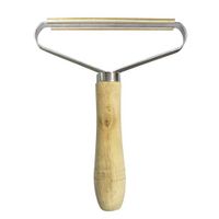 Pstars Portable Lint Remover, Manual Clothes Cleaning Fuzz Shaver, Quick Epilator with Steel Net and Wood Handle for Sweater Woven Coat (1 Pcs)