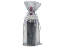 Metalic Silver Organza Wine Bags, 6.5 x 15", 10 Pack High Quality A1 bakery supplies