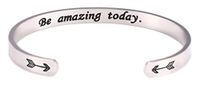 fishhook Engraved Uplifting Inspirational Motivational Mantra Stainless Steel Bangle Magnetic Bracelet Gift for Women Girls (Silver, Be Amazing Today)