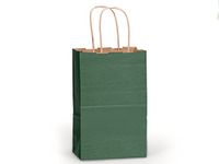 Hunter Green Rose Size Paper Party Gift Bags 5-1/2"x3-1/4"x8-3/8" for Wedding, Baby Shower, Birthday Party Gift Favors Choose Package Amount (100)