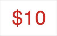 $10 Red on White Plastic 16x10mm 240 Labels Price Promotional Display Stand Point of Sale Stickers Self-adhesive Labels