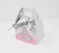 All About Details™ Snowflakes Favor Boxes, 10sets, Winter Theme Gift Box, Gable Box (Light Pink & Silver)