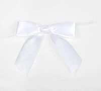 7/8" White Pre-Tied Bow (100 Pieces) - CB-BOW7WH