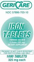 Ferrous Sulfate 325 mg Tablets 1000 ct