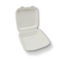Stalkmarket 100% Compostable Sugar Cane Fiber Hinged Container, Large 1-Compartment, 200-Count Case