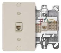Leviton 40253-I Telephone Wall Phone Jack, 6P4C, Ivory