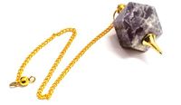 Jet Beautiful Lepidolite Hexagon Shaped Pendulum Free 40 Page Booklet on Jet International Crystal Therapy Top Quality A++ Energized
