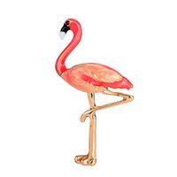 Lovely Enamel Flamingo Bird Pin Lady Girls for Clothing Ornament Lapel Pin Daily Novelty Creation Aesthetic Beauty Brooch Style Womans Accesories | Color - Red