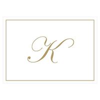 Caspari Gold Embossed Initials Boxed Note Cards in Letter K, 32 Cards & Envelopes