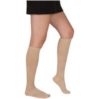 3 Pair EvoNation Women's USA Made Graduated Compression Socks 20-30 mmHg Firm Pressure Medical Quality Ladies Knee High Support Stockings Hose - Best Circulation, Travel (Large, Tan Beige Nude)
