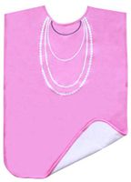 Ladies Adult Bib, Pink with White Pearl Embroidery, Frenchie Mini Couture