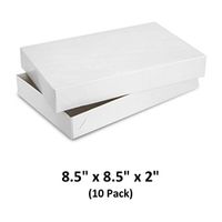 White Gloss Cardboard Apparel Decorative Gift Boxes with Lids for Clothing and Gifts 8.5x8.5x2 (10 Pack) | MagicWater Supply