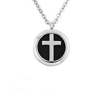 Cory Keyes 30mm Cross Aromatherapy Essential Oil Diffuser Stainless Steel Locket Necklace (Style1)