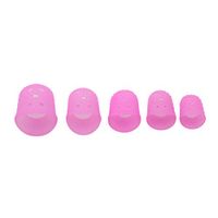 Flybloom 15pcs Silicone Finger Protectors 6 Sizes Finger Sleeves Anti-Slip Finger Tips Anti-scalding Finger Cots,Pink