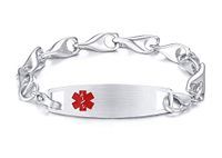 PJ Jewelry Free Engraving Unisex Emergency Medical Alert ID Bracelet Personalized Custom Diabetes Warfarin Bracelet