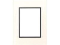 PA Framing Double Photo Mat Board, Pre-Cut Framing Mat - Cream Core, Antique White/Black, 9"x12" (Frame), 6"x8" (Photo)