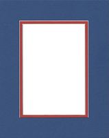 Pack of (5) 11x14 Double Acid Free White Core Picture Mats Cut for 8.5x11 Pictures in Royal Blue and Orange