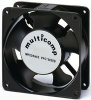 MULTICOMP MC19684 AXIAL FAN, 120MM X 38MM, 115VAC, 115CFM, 49DBA; SUPPLY VOLTAGE:115V; CURRENT TYPE:AC; FAN FRAME SIZE:119MM; EXTERNAL DEPTH:38MM; NOISE RATING:49DBA; FLOW RATE - IMPERIAL:115CU.FT/MIN